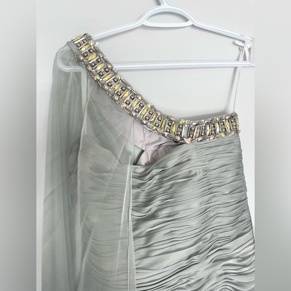 Tony Bowls One-shoulder Cocktail Dress with Ruched Body and Jewelled Neckline - Picture 8 of 15